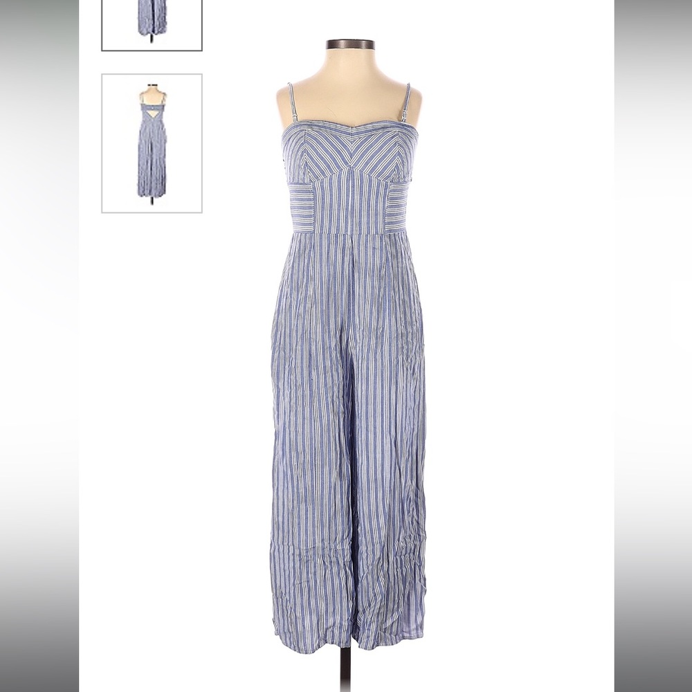 American Eagle Blue and White Striped Jumpsuit